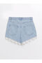 Trendlucky High Waist Standard Fit Ripped Detailed Women's Jean Shorts with Difference - 6