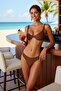 Women's Bikini Set Balconette Covered Underwire Top Normal Waist Slip Bottom Sleeveless Knitted Fabric Regular Fit