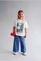 Girl's Printed Oversize T-Shirt Blue Checkered Pants Set Summer Casual Combination