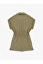 Viscose Cupro Fabric Short Sleeve Pocket Detailed Elastic Waist Shorts Jumpsuit - 3