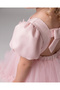 Violet Glittery Satin Balloon Sleeve Tutu Special Occasion Girl's Dress - 7
