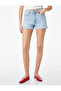 Cotton High Waist Slim Fit Double Leg Mini Denim Shorts - 3