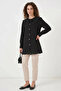 Women's Baby Collar Buttoned Viscose Black Tunic - 3