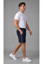 Men's Navy Blue Color Shorts with Back Pockets, Side Piping and Front Zipper Pockets - 3