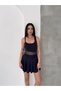 Women's Navy Blue Strappy Tulle Detailed Skirted Shorts Swimsuit - 6