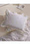 Nelly Double Size 100% Cotton Ruffled Printed Bed Sheet and Duvet Cover Set - White/Yellow - 5