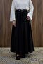 Black Ceinture Belted Linen Skirt - 4