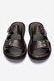 Men's Double-Strapped Slippers Real Leather Dc 1602 Brown - 5