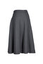 Dark Gray Pleated Flared Midi Skirt - 2