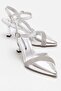 Women's Open-Back Heeled Sandals Silver Crinkled