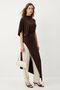 Brown High Collar Asymmetrical Cut Long Tunic 261659