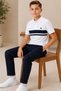 6-15 Years Old Boys' White Striped Polo Collar T-Shirt Jagger Pants Stylish Combination - 3