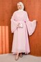 Pink Spanish Sleeve Waist Tie Tulle Dress