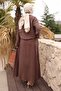 Brown Zippered Jacket and Skirt Set with Elastic Stoppers - 5