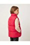 Girl's Stand Collar Pocket Detailed Loose Fit Zippered Sleeveless Puffy Vest - 3
