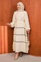 Muslin Dress with Stone Trim and Elastic Sleeves - 3