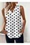Women's Strappy V-Neck Polka Dot Single Jersey Blouse - 2