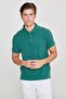 Non-Curling Pique Polo Collar Men's Dark Green T-Shirt - 4
