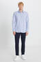 Men's Blue Khaki Non-Ironing 100% Cotton Slim Fit Classic Collar Dobby Shirt - 2