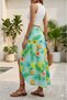 Women's High Waist Floral Print Asymmetrical Cut Long Single Jersey Skirt - 2