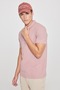 Non-Curling Pique Polo Collar Men's Dusty Rose T-Shirt - 6