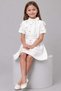 Girl's White Dress with Ribbon Detail at the Collar and Daisy and Stone Embroidery on It - 3