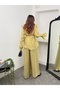 Lace and Ruffle Detailed Tie-Neck Slim Modal Shirt and Wide-Leg Pants Set 5325 - 8