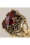 Bronze Vintage Women's Ring Authentic Copper Jewelry Red Crystal Stone Ottoman Model Large Adjustable - 5