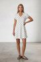 Women's white v-neck ruffle sleeve polka dot dress alc-x15524 - 2