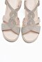 Dolen Ecru Genuine Leather Women's Stoned Thick Heel Sandals - 2