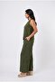 Women's Khaki Linen Textured Comfortable Cut Top and Bottom Set Hzl26S-Vl15141 - 4