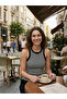 Women's Black and White Striped Premium Camisole Slim Fit Crew Neck Undershirt - 5