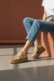 Genuine Leather Thick Knitted Detail Elastic Wedge Heel Women's Sandals - 2