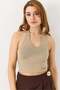 Women's Halter Neck Crop Blouse Mink - 3