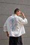 Men's Oversize Breathable 100% Cotton Embroidered White Muslin Shirt Ls-13047 - 2