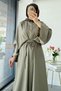 Pinterent Waist Tie Detail Bat Sleeve Dress - Khaki - 8