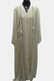 Women's Contrast Trim Long Abaya Coat with Pockets