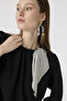 Polka Dot Scarf and Pleated Detailed Black Blouse 0142 - 6