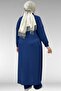 57007 Plus Size Side Slit Trouser Suit - Navy Blue - 6