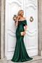 Emerald Sequined Boat Neck Fish Model Evening Dress 583410 - 3