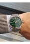 Green Dial with Calendar Steel Band, Sapphire Glass 10 Atm Water Resistant Men's Wristwatch