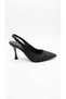 Women's Black Pearl Detailed Open Back Evening Dress Shoes - 4
