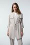Flowy Beige Suit with Belted Flap Pockets 1212