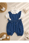Ruffle Detailed Strappy Denim Overalls with Shirt 2-Piece Set for Baby Girl