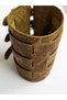 Genuine Leather, Cashmere Printed, 3-Belt Wide Ottoman Yeniçeri Bracelet - 5
