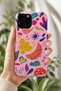iPhone 15 Pro Max Compatible Launch Silicone Colorful Patterned Shock Absorbing Case Pink