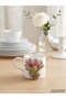 Pink Tulip Bouquet Embossed Ceramic Turkish Coffee Cup with Decorative Ribbon Detail Stylish Design Fimc - 2