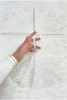 White Bride and Groom Handkerchief, Sparkling Patterned and Bead Embroidered, Wedding Henna Sunnah Promise Engagement Ceremony - 3