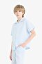 Boys Oversize Fit Polo Neck Muslin Short Sleeve Shirt W3239A624Hs - 4
