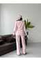 Blazer Jacket Wide-Leg Trousers Set with a Wide Fabric Belt Tied at the Waist - 5